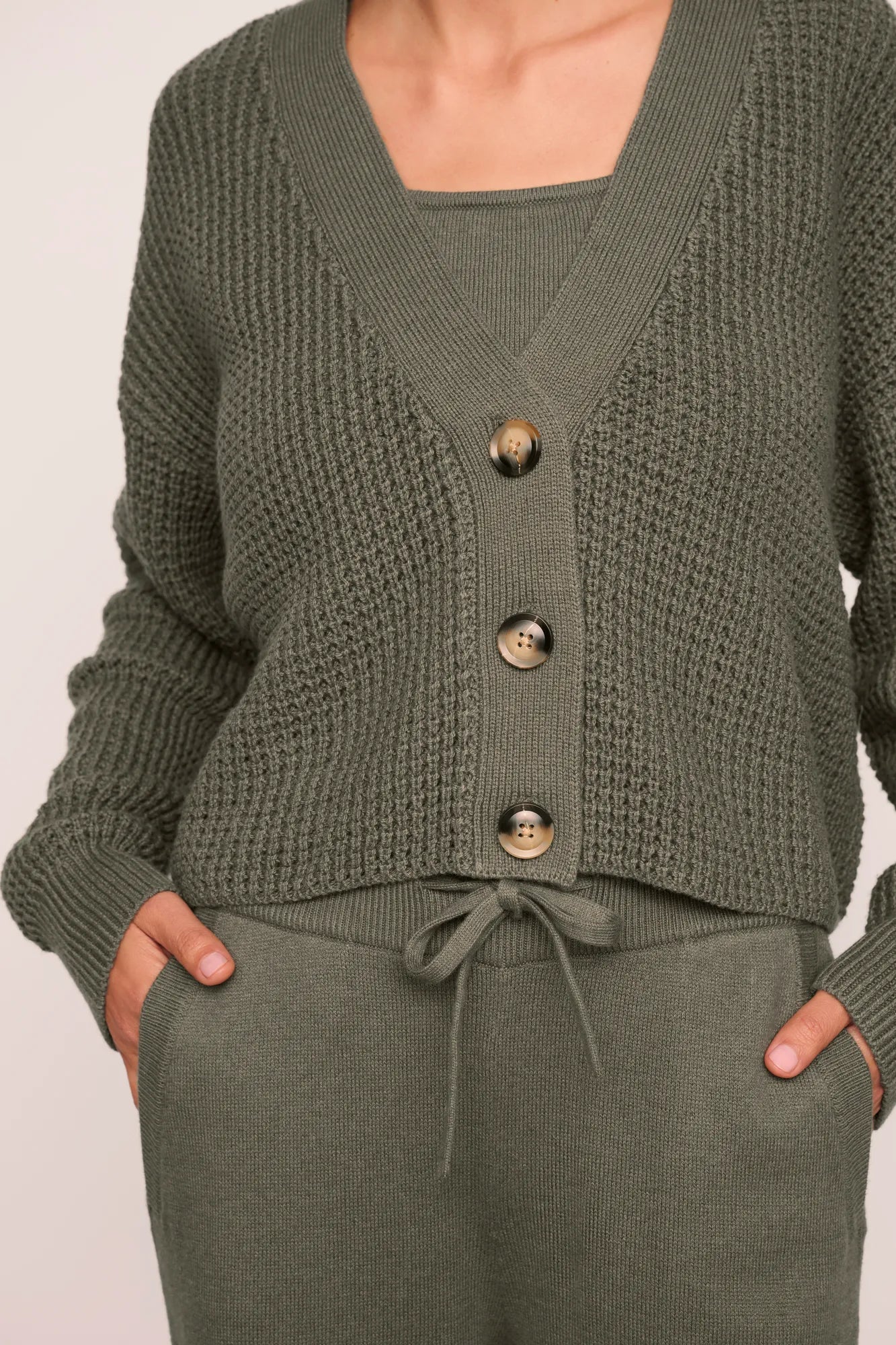 Sweater Cropped Cardigan Smokey Olive
