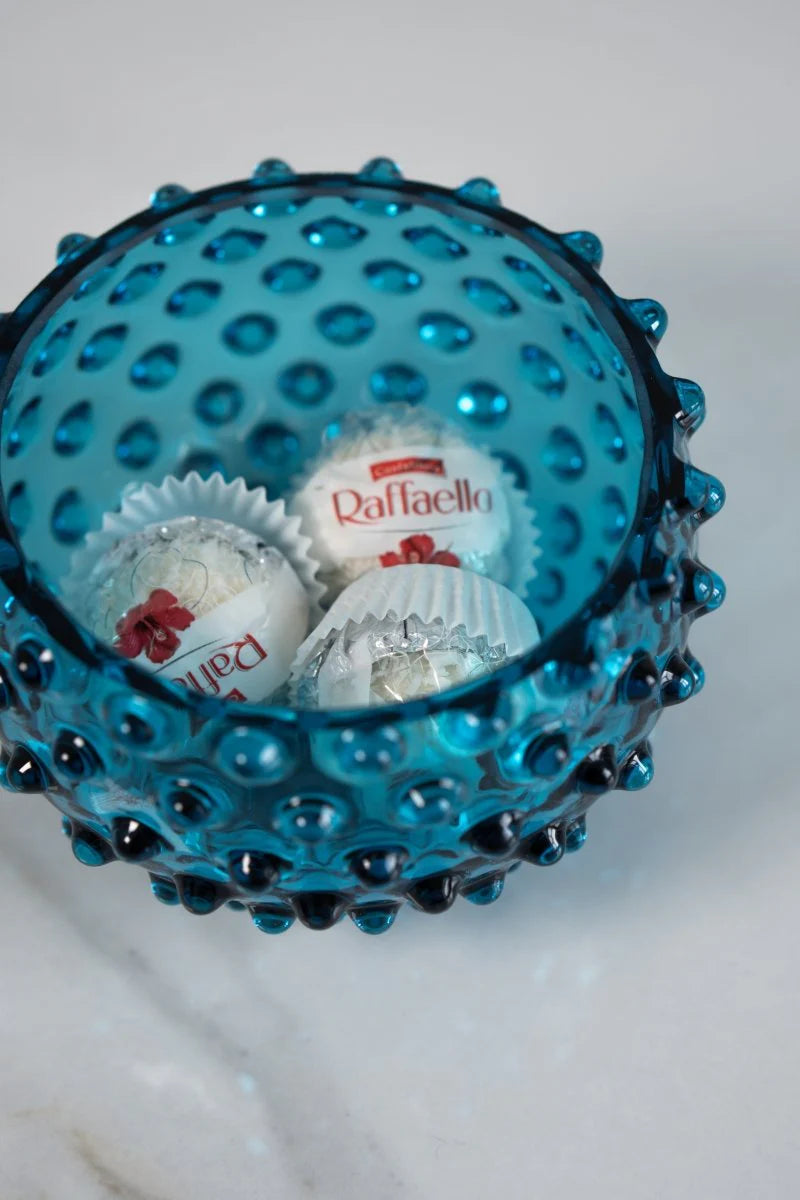 AQUAMARINE HOBNAIL BOWL SMALL (Set of 4)