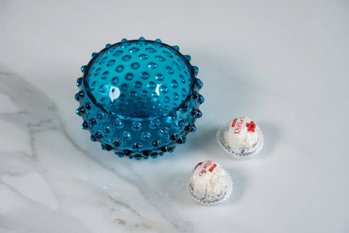 AQUAMARINE HOBNAIL BOWL SMALL (Set of 4)