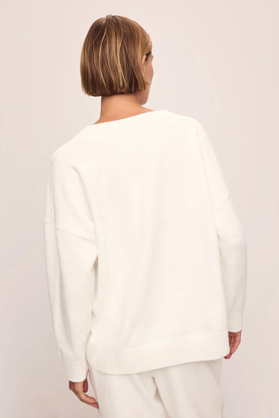 Recycled Boucle Boyfriend Oversized V-Neck Sweater