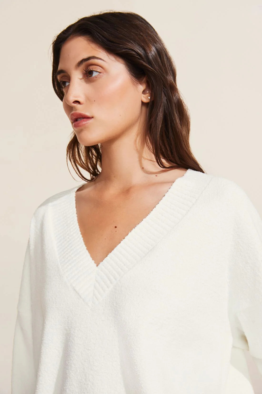 Recycled Boucle Boyfriend Oversized V-Neck Sweater