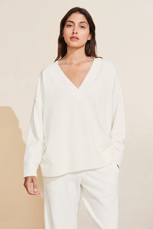 Recycled Boucle Boyfriend Oversized V-Neck Sweater
