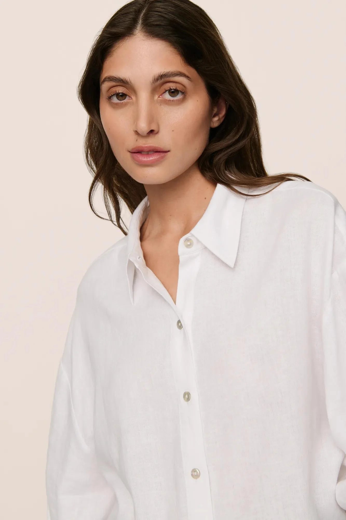 Linen Relaxed Sleeve Top Off-White