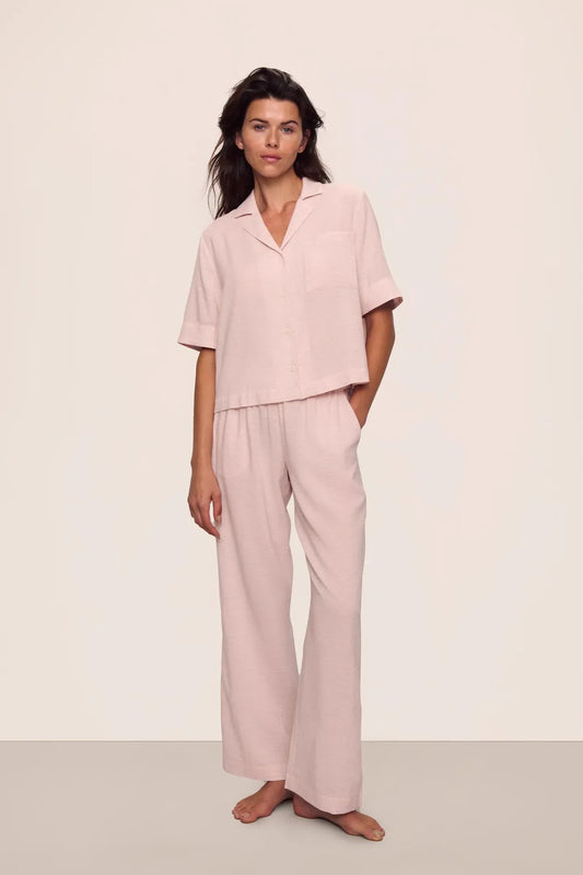 Nautico Relaxed Short Sleeve Top & Pant Pink