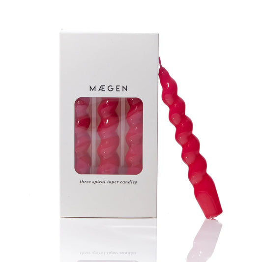Magenta Twisted Taper Candle (Pack of 3)