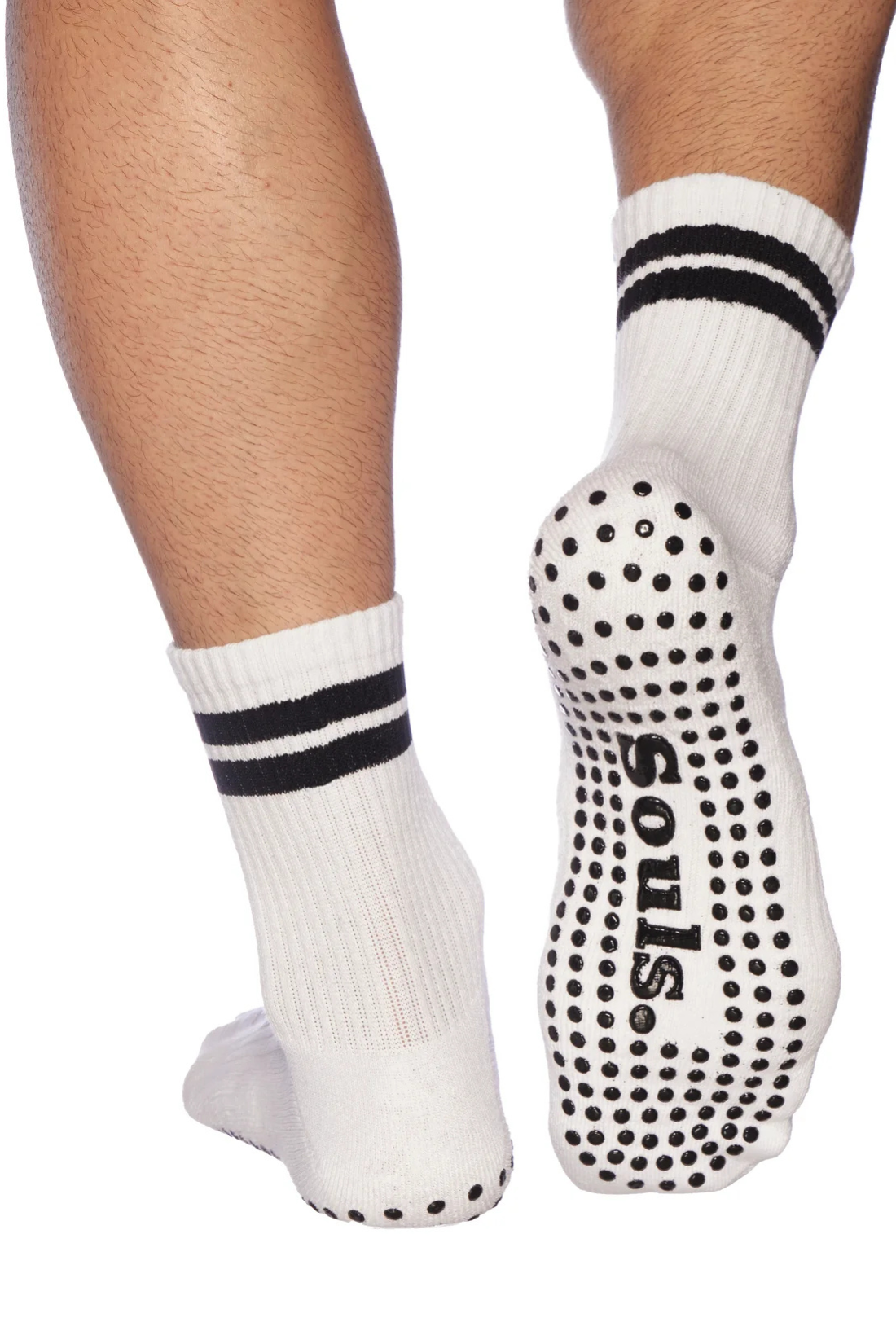 Men's White Crew Grip Socks