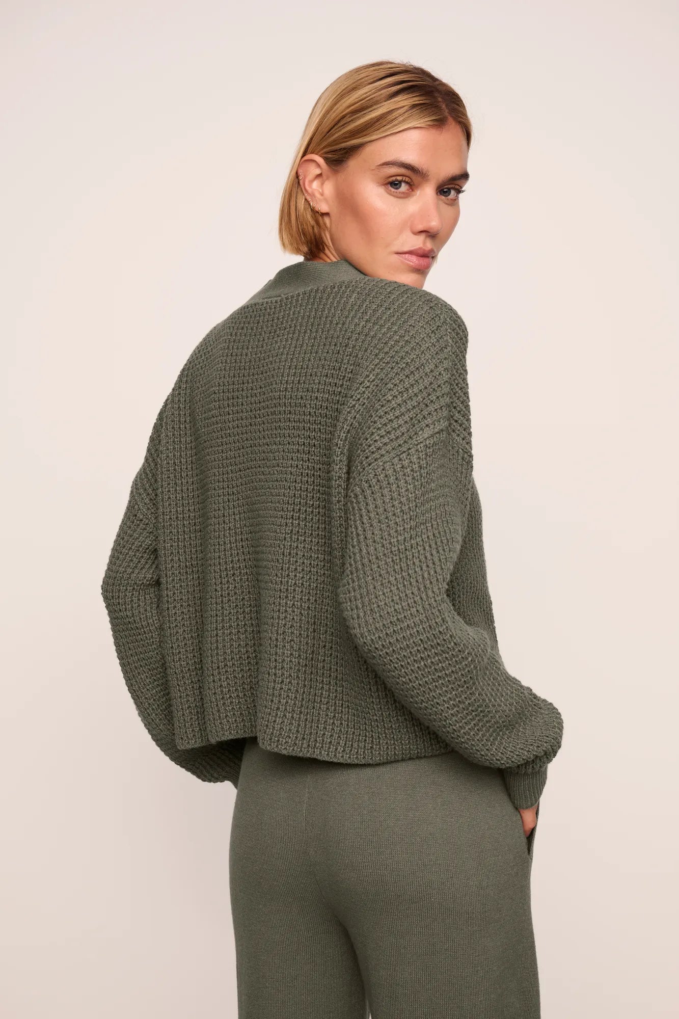 Sweater Cropped Cardigan Smokey Olive