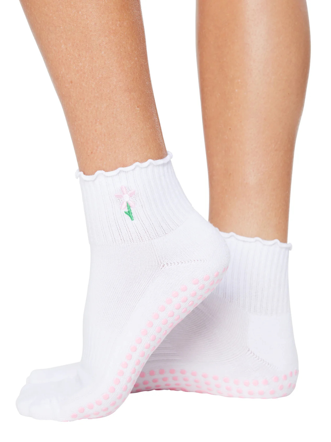 Ruffle Flower Grip Socks