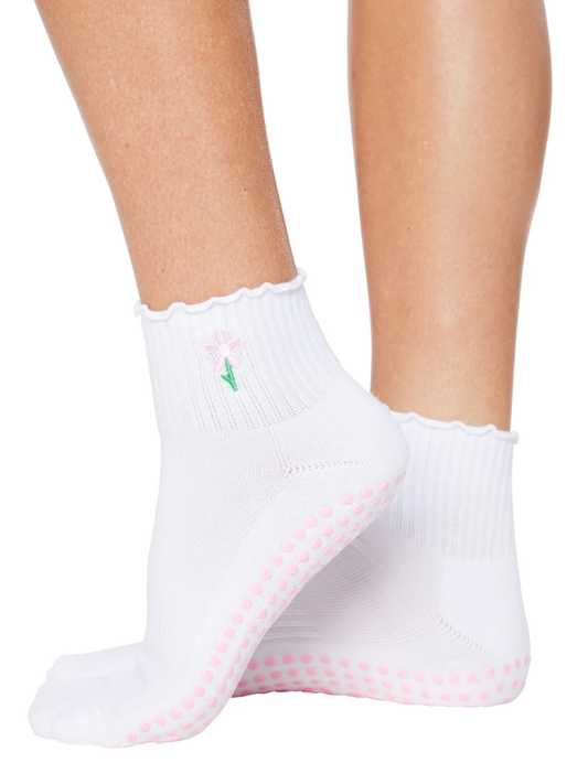 Ruffle Flower Grip Socks