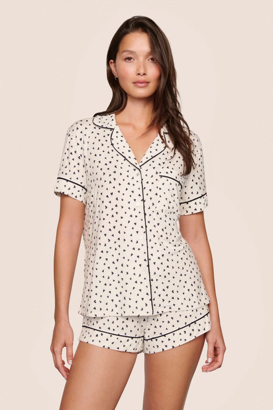 Gisele Printed Relaxed Short PJ Set Heart to Heart Black