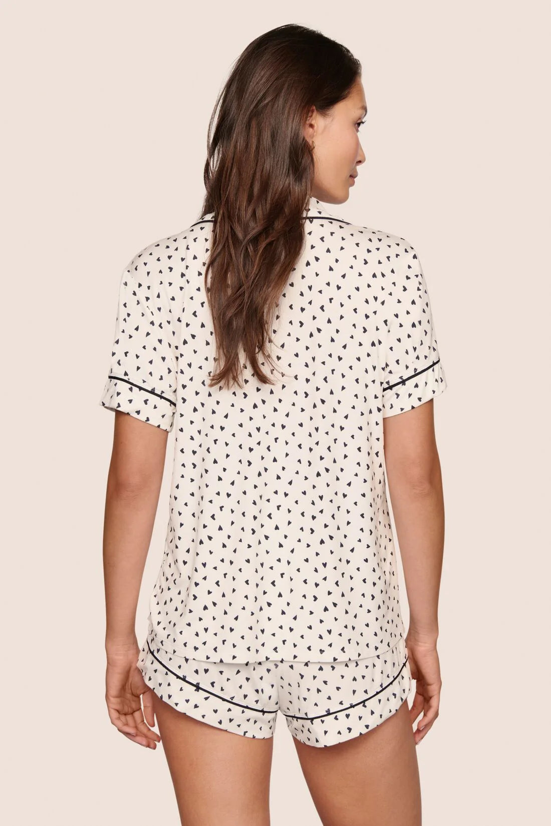Gisele Printed Relaxed Short PJ Set Heart to Heart Black