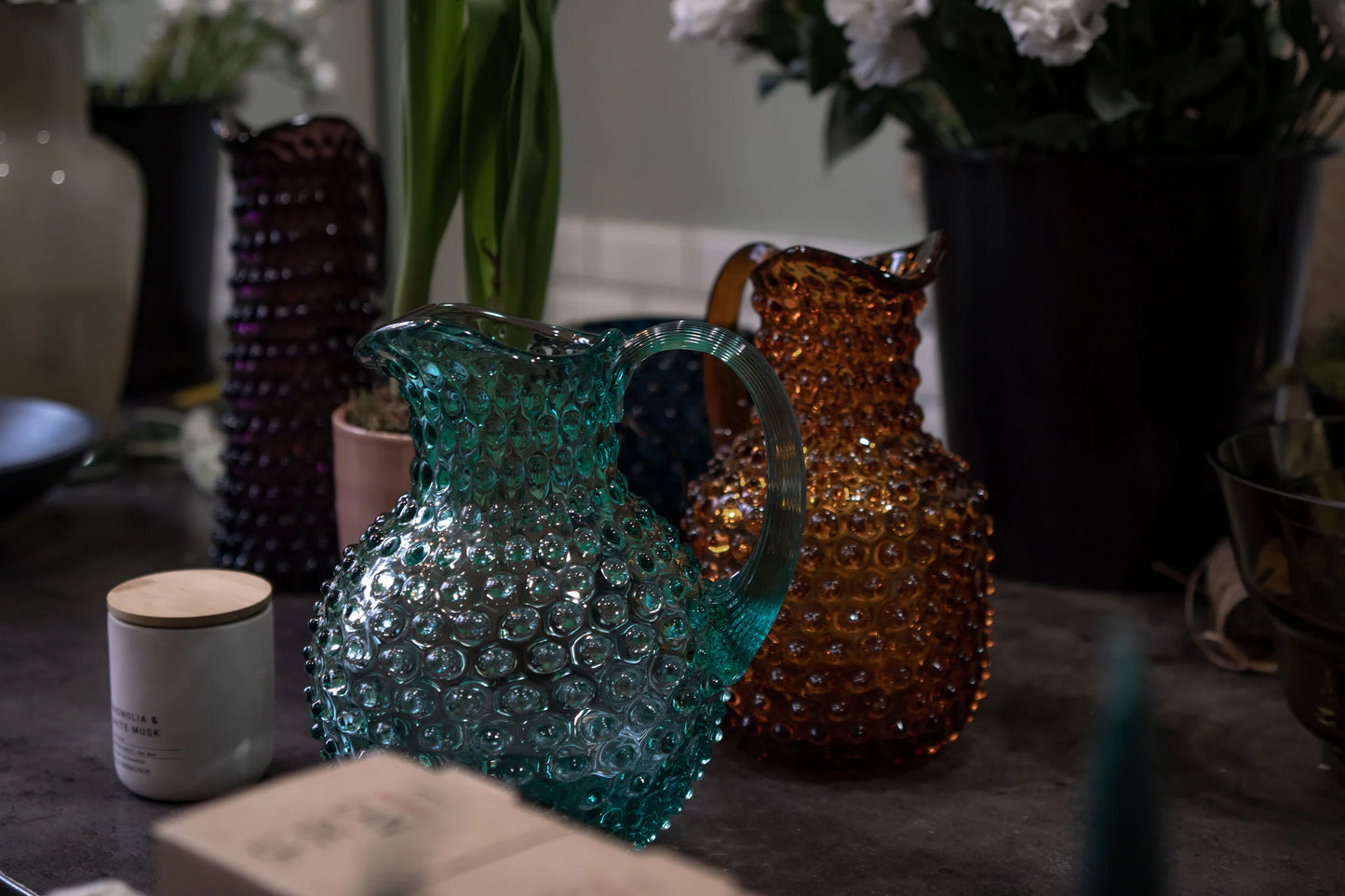 Beryl Hobnail Large Jug 2L