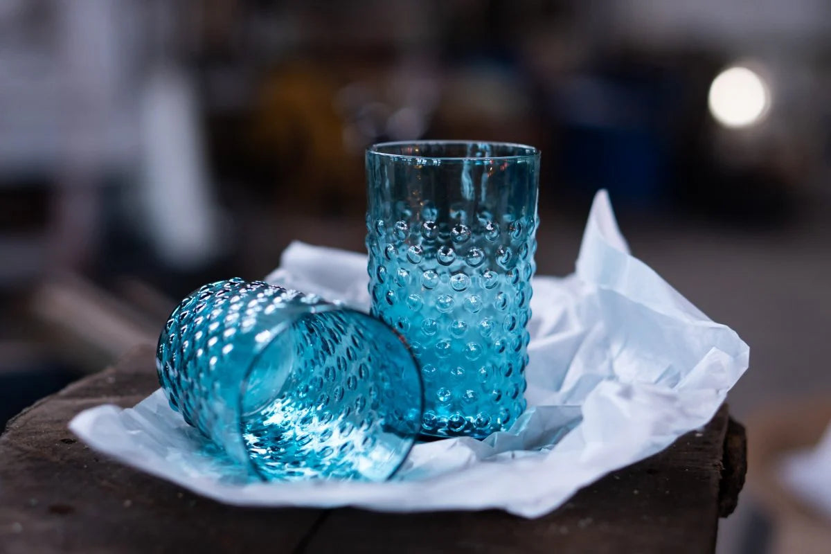 AQUAMARINE HOBNAIL TUMBLERS (Set of 6)