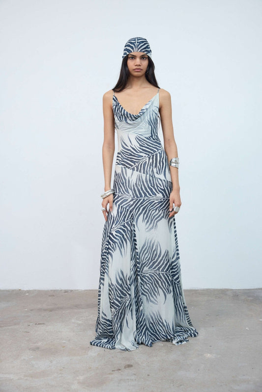 Attica Maxi Dress in Zebra Print Georgette