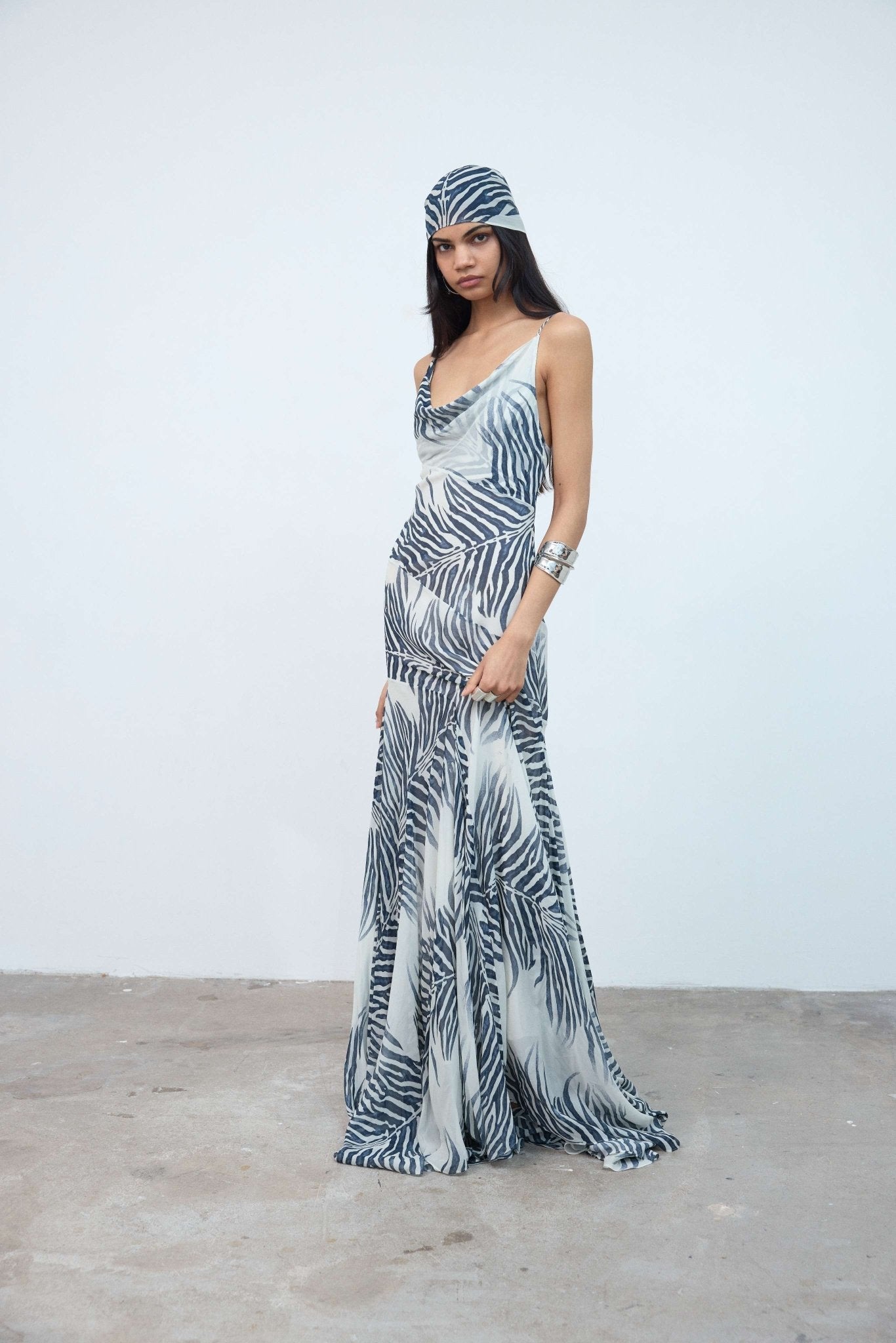Attica Maxi Dress in Zebra Print Georgette