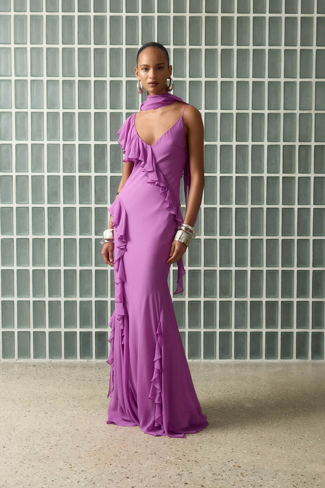 Mayara Maxi Dress in Magenta Georgette