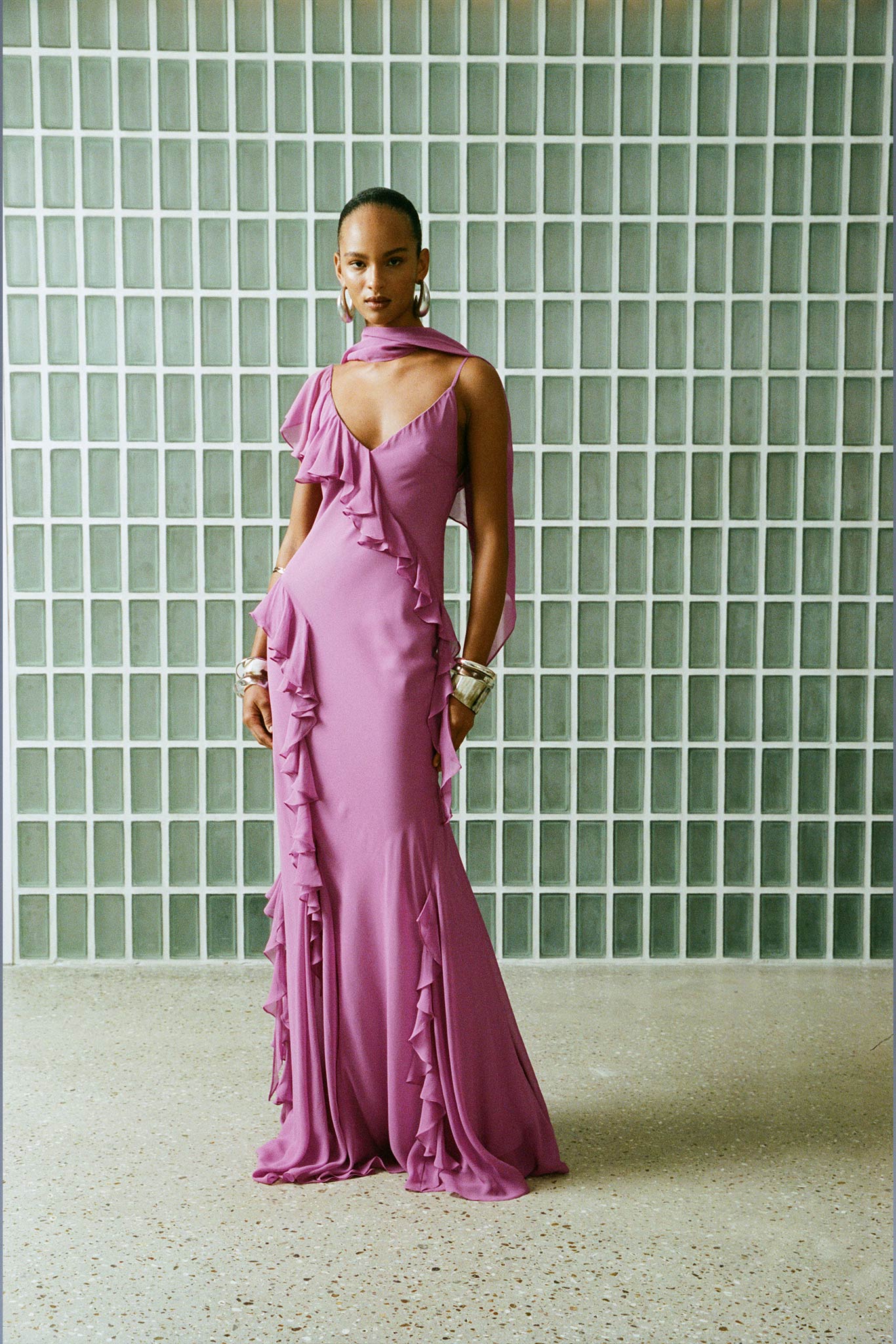 Mayara Maxi Dress in Magenta Georgette