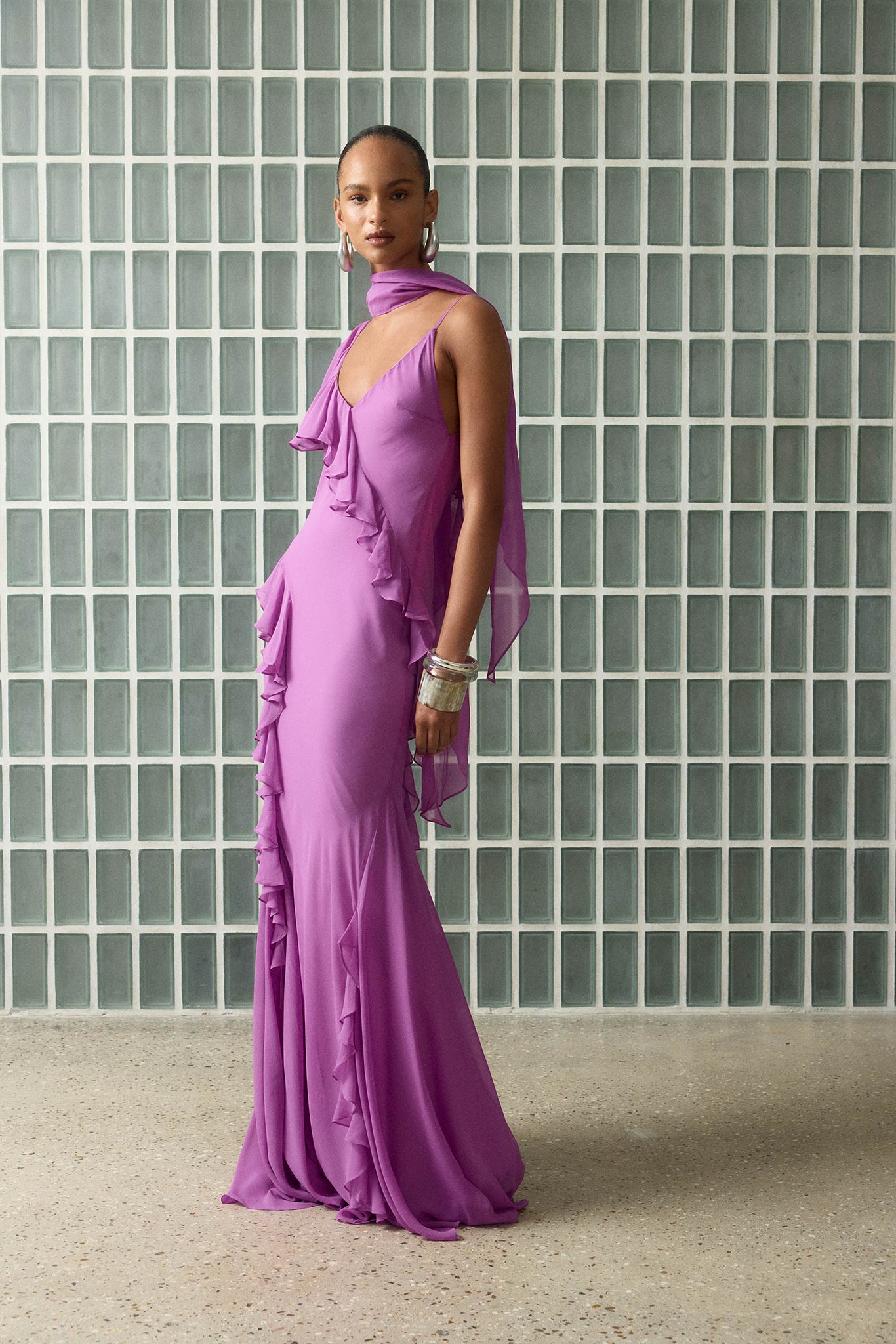 Mayara Maxi Dress in Magenta Georgette