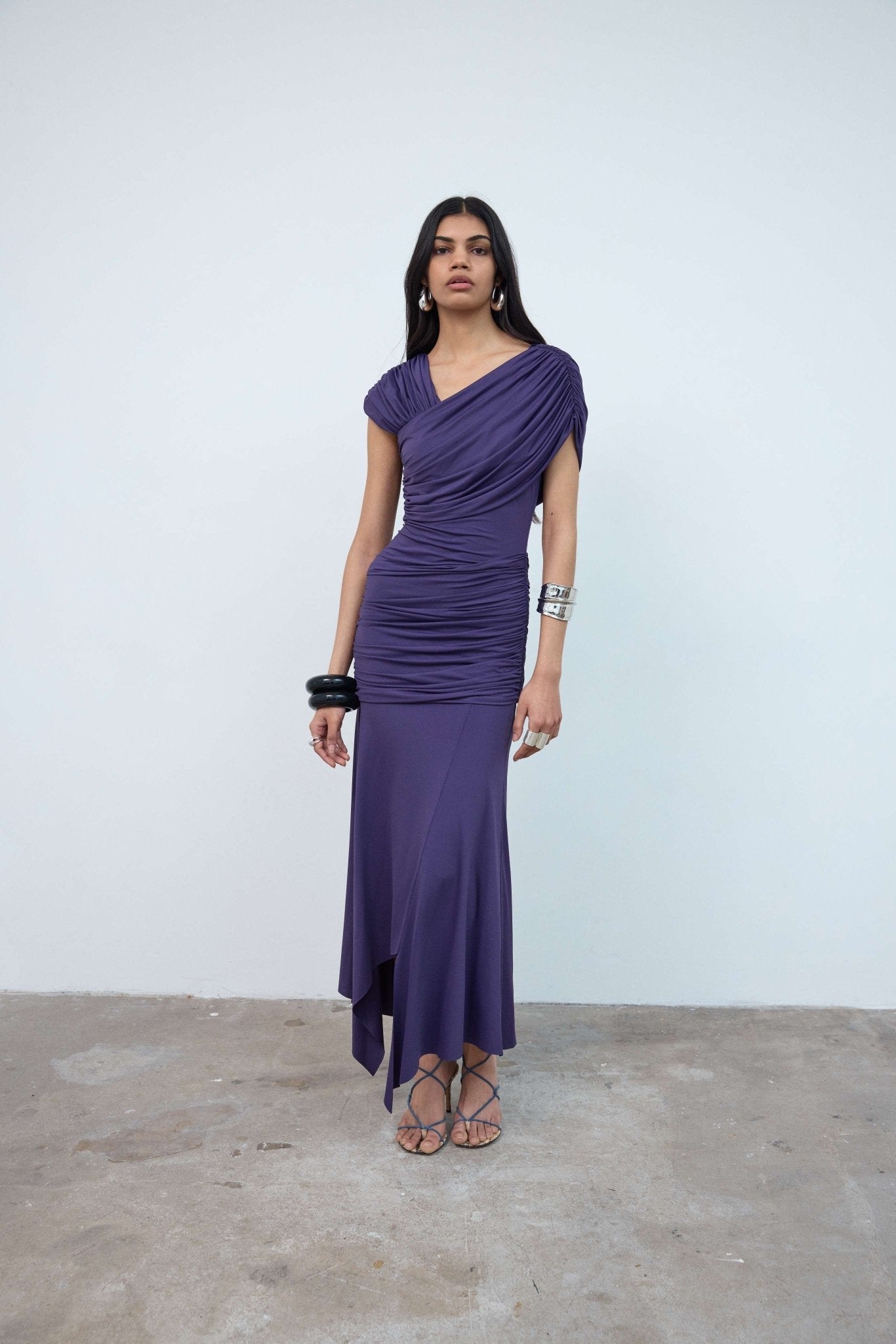 Hela Midi Dress in Purple Spandex Jersey