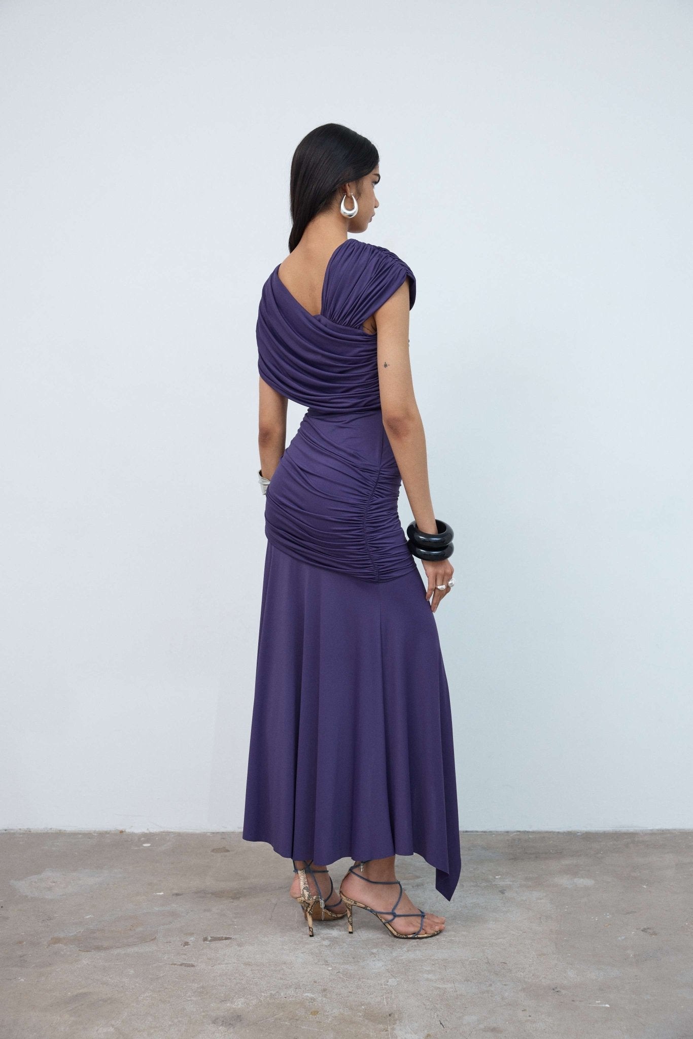 Hela Midi Dress in Purple Spandex Jersey