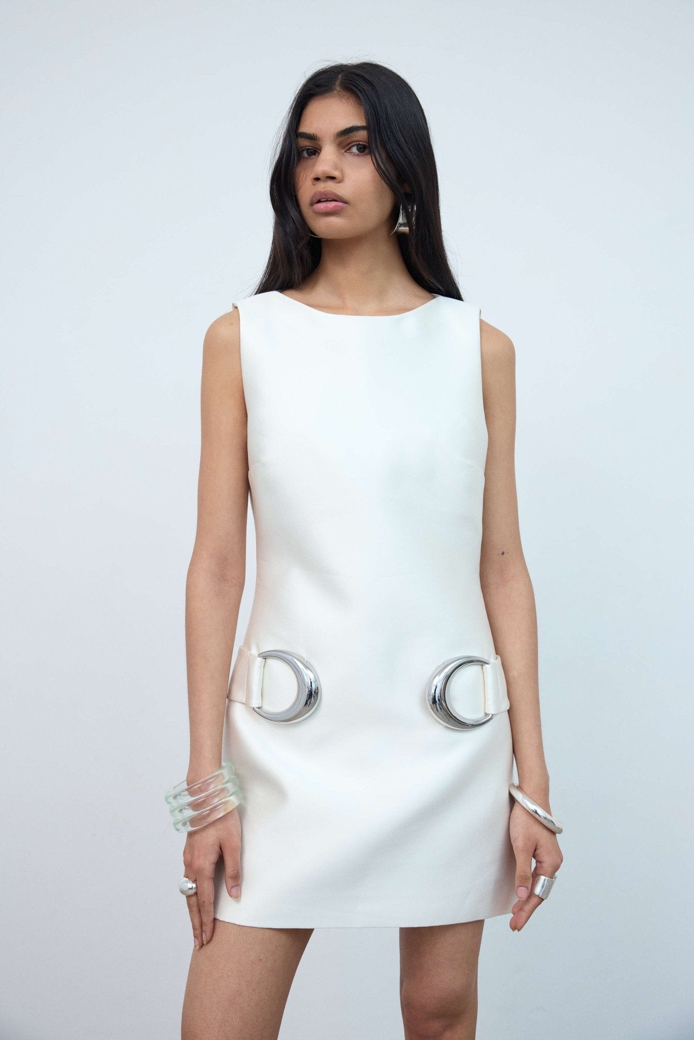Ayda Mini Dress in Ivory Twill