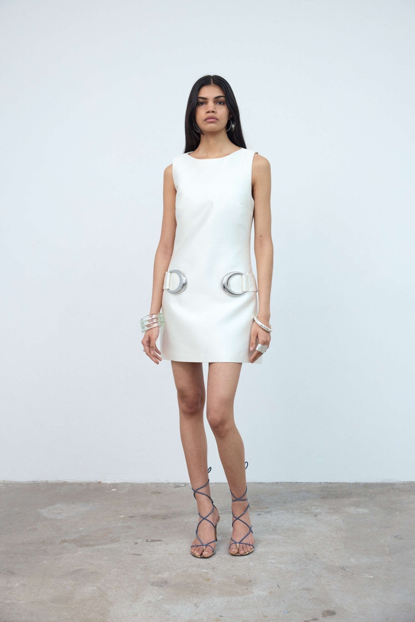 Ayda Mini Dress in Ivory Twill