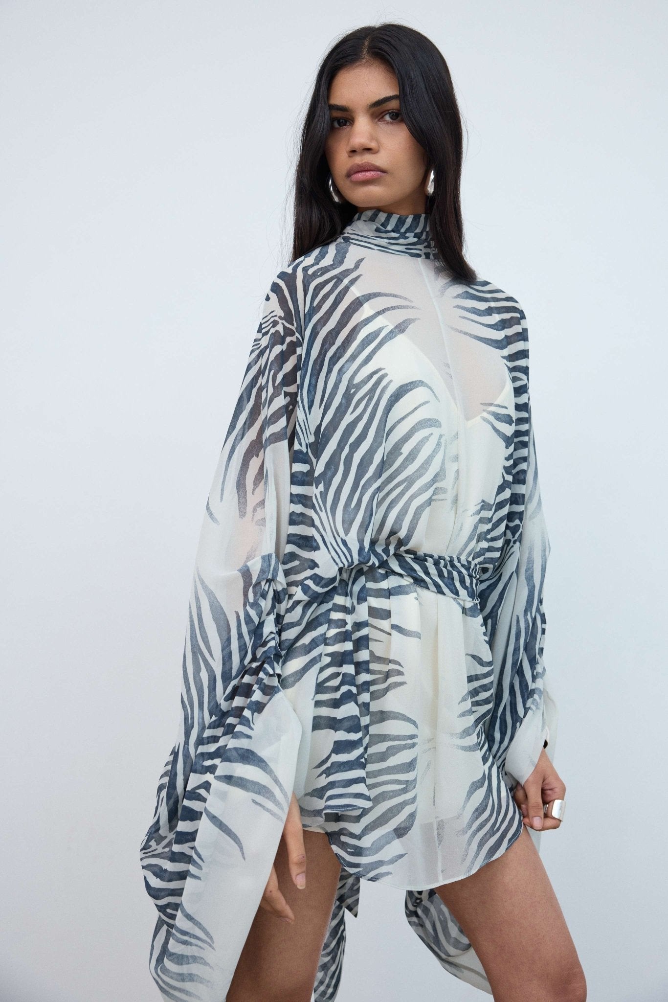 Nila Mini Dress in Zebra Printed Chiffon