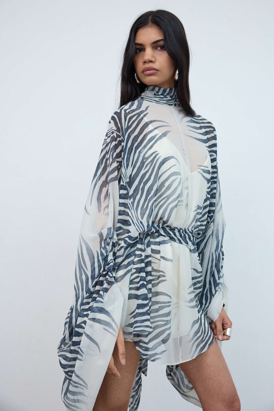 Nila Mini Dress in Zebra Printed Chiffon