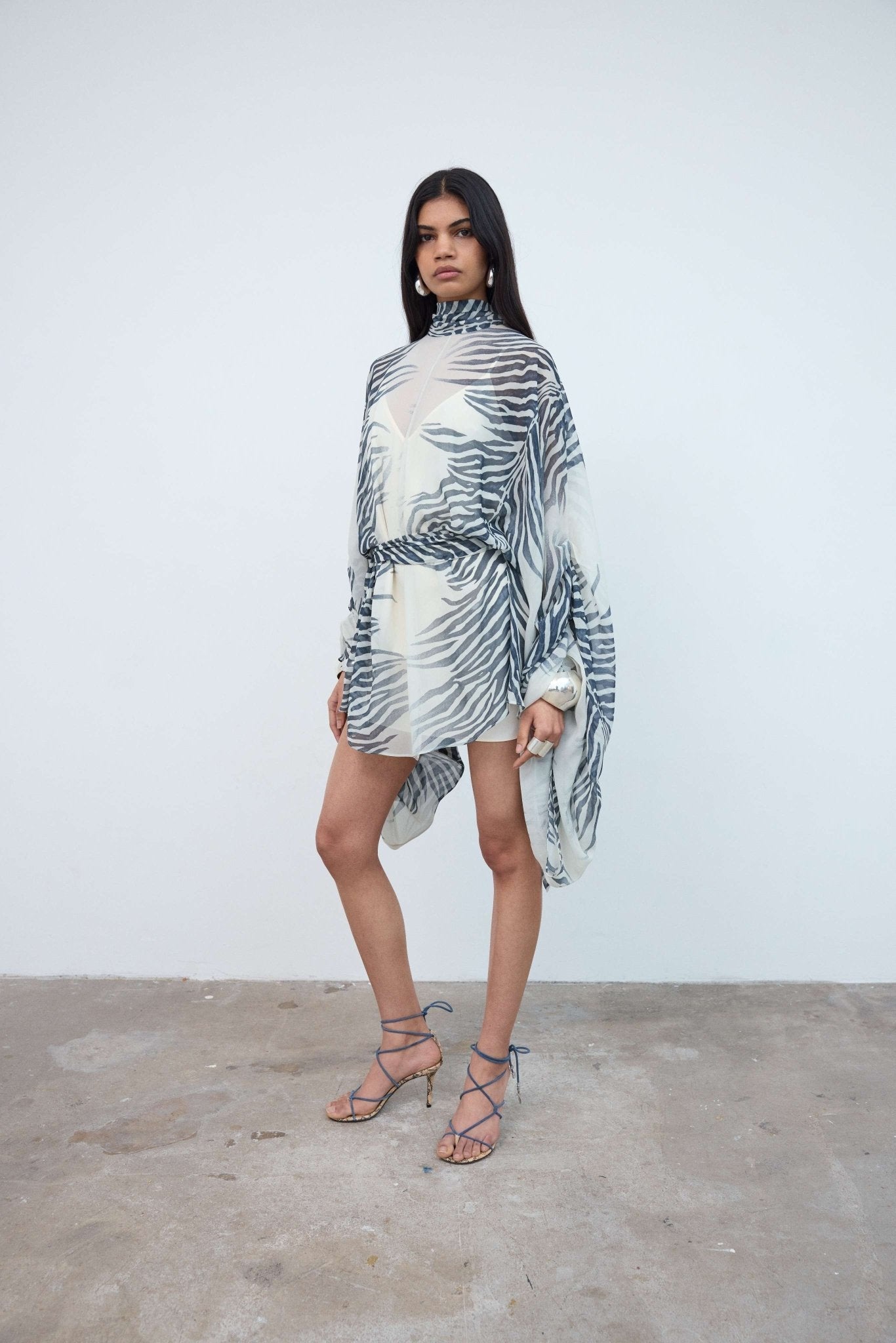 Nila Mini Dress in Zebra Printed Chiffon