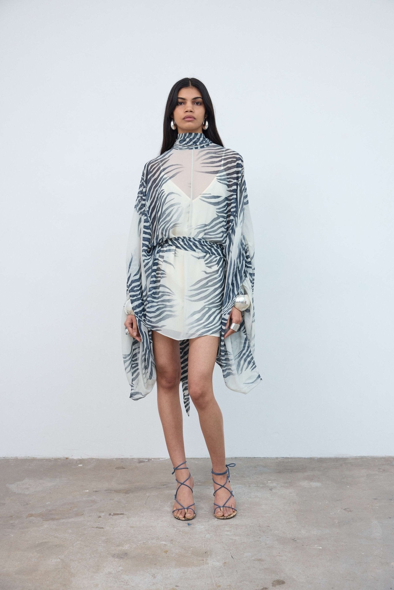 Nila Mini Dress in Zebra Printed Chiffon