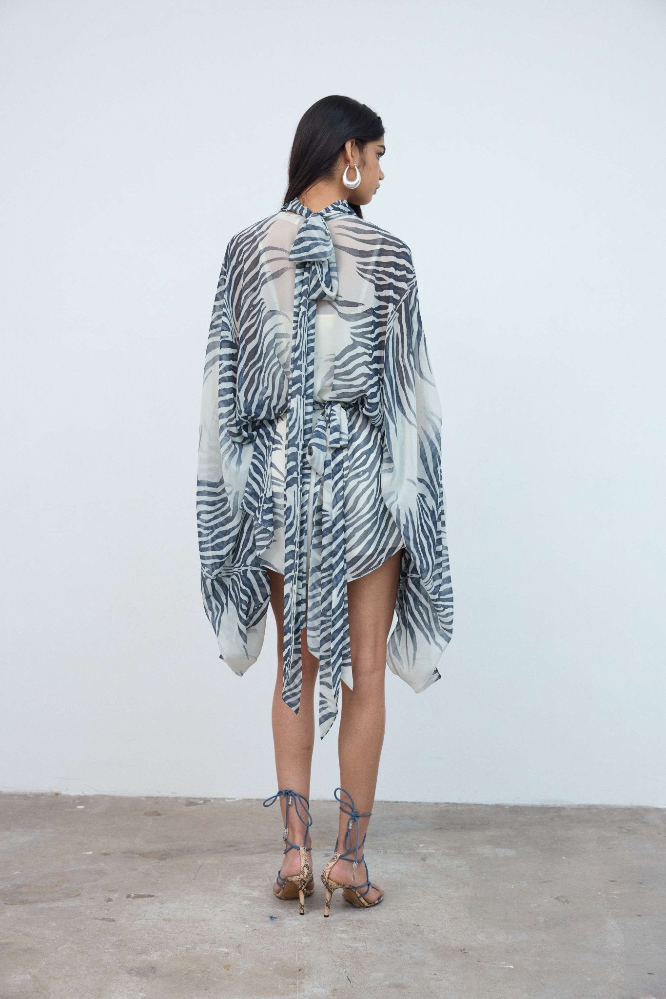 Nila Mini Dress in Zebra Printed Chiffon