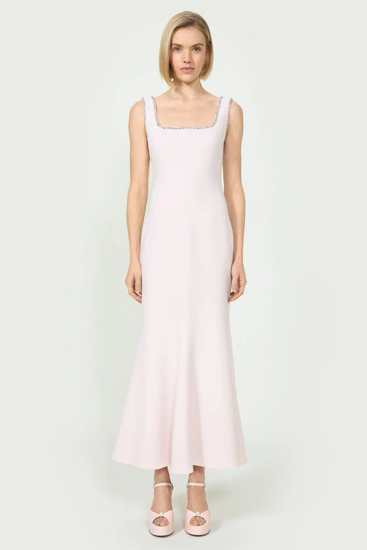 Felina Crepe Crystal-Embellished Dress