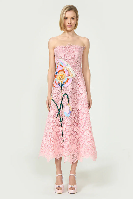 Marina Corded Lace Strapless Gown